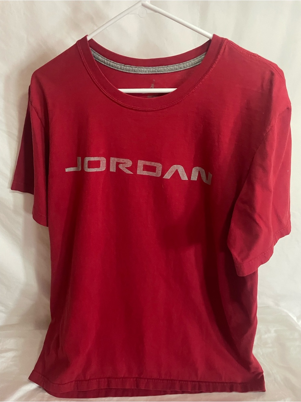 Jordan Red Short-Sleeve Tee with Metallic Logo